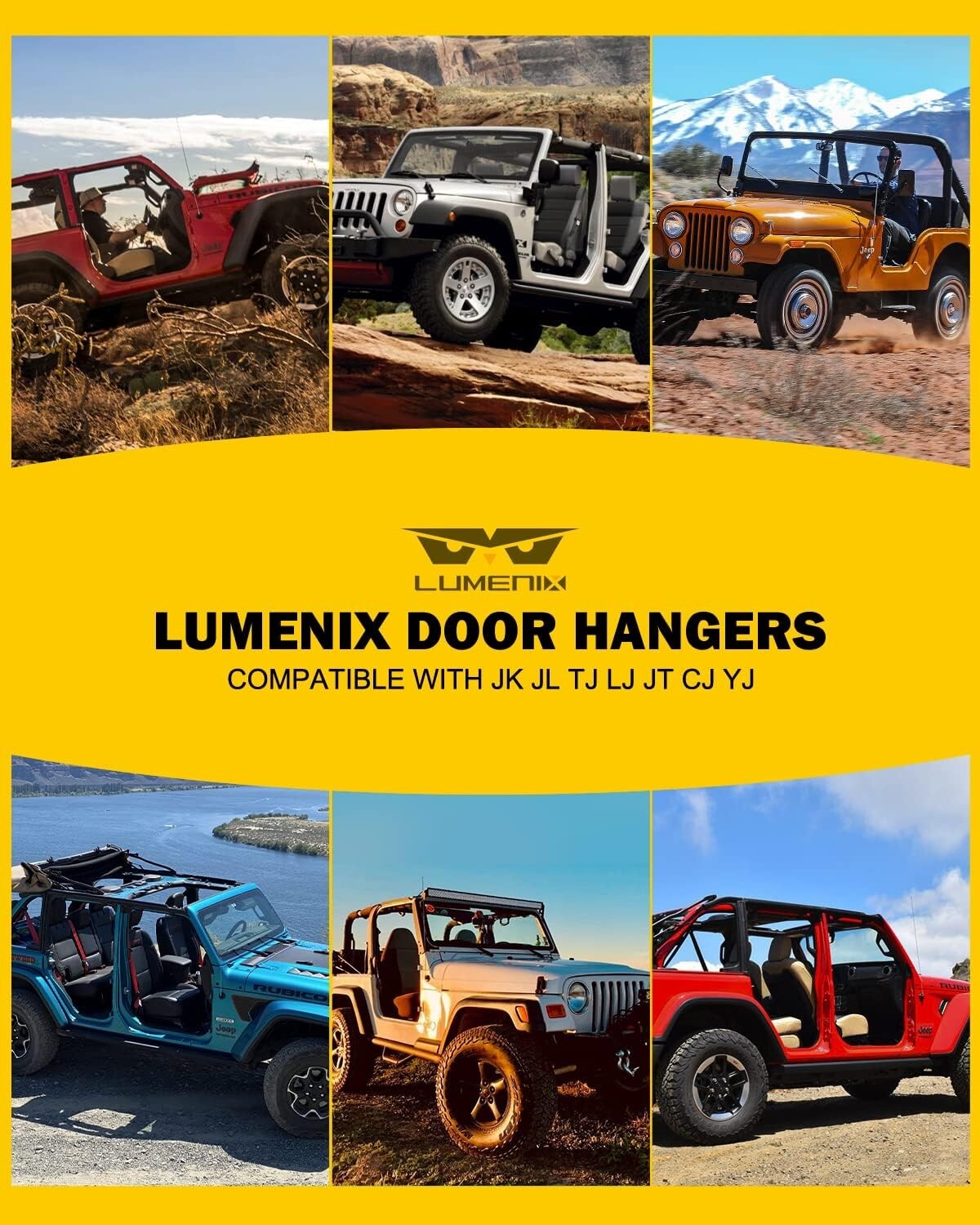 Heavy Duty Jeep Door Storage Hangers - Rust Resistant Bracket Set for All Models