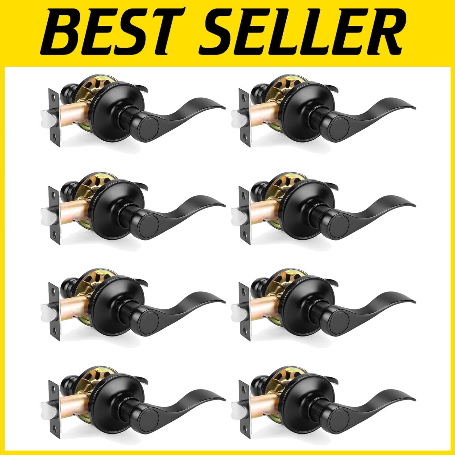 Durable Zinc Alloy Modern Door Handles - Keyless 8 Pack for Hallways & Closets