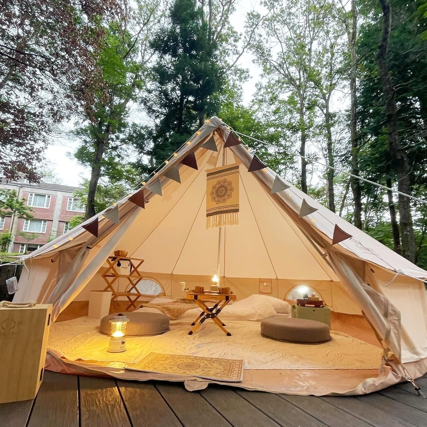 Spacious Waterproof Bell Tent with Stove Jack for Family Camping Adventures