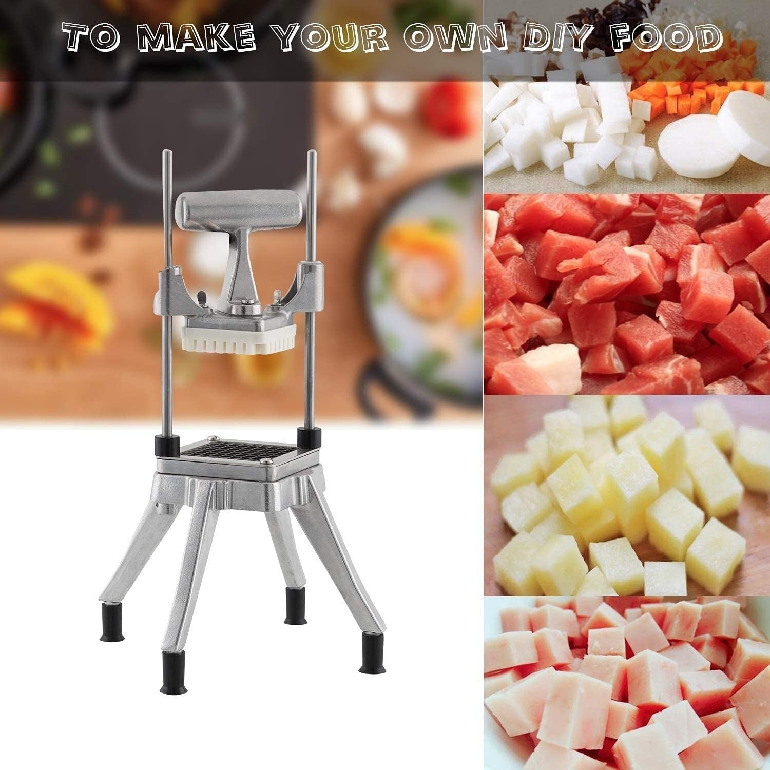 Durable Aluminum Vegetable Dicer with 3 Stainless Steel Blades - Chef’s Choice