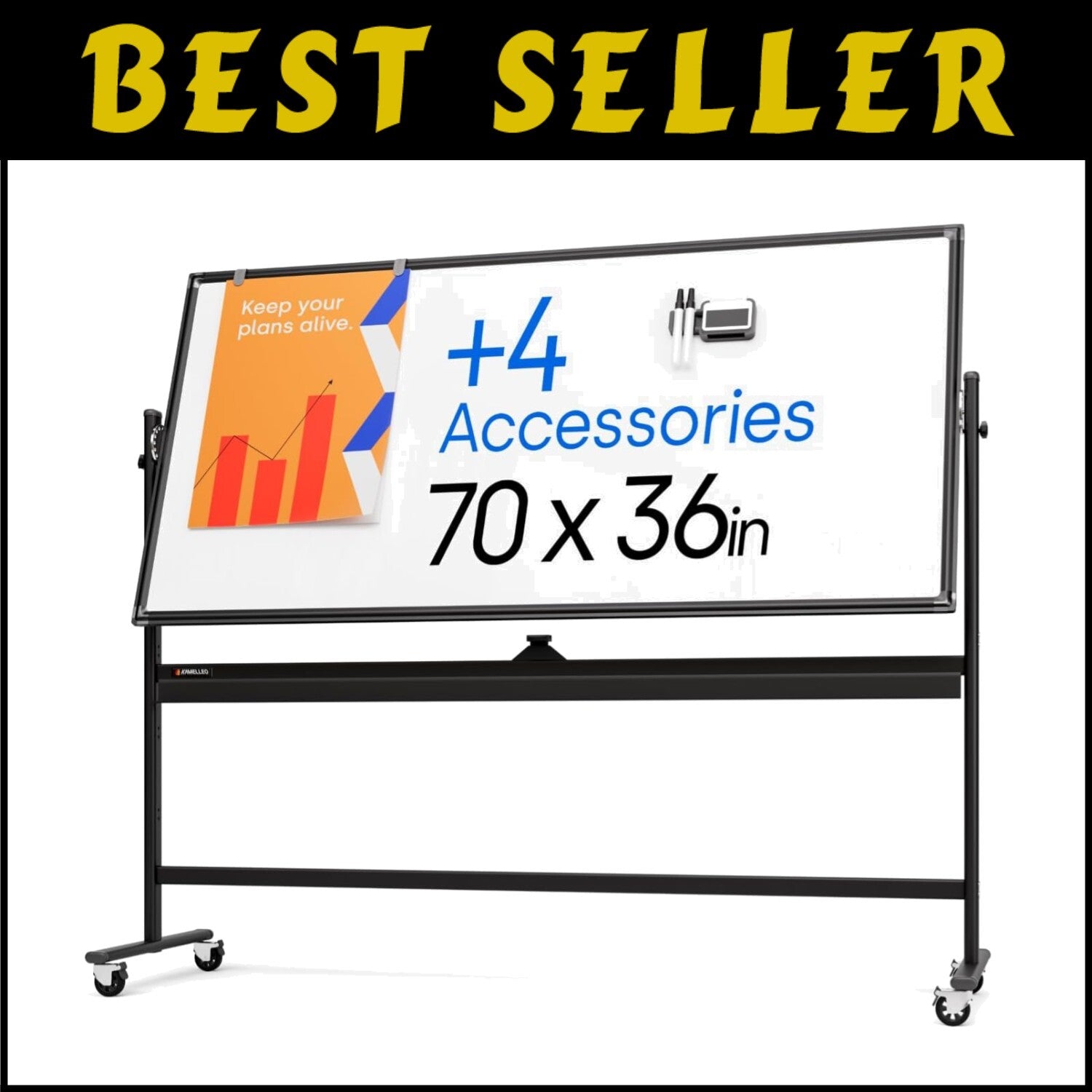 Versatile 70x36 Double-Sided Whiteboard on Wheels - Perfect for Home & Office