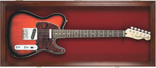 Load image into Gallery viewer, Stunning Wall-Mount Electric Guitar Display with Red Felt &amp; Mahogany Finish