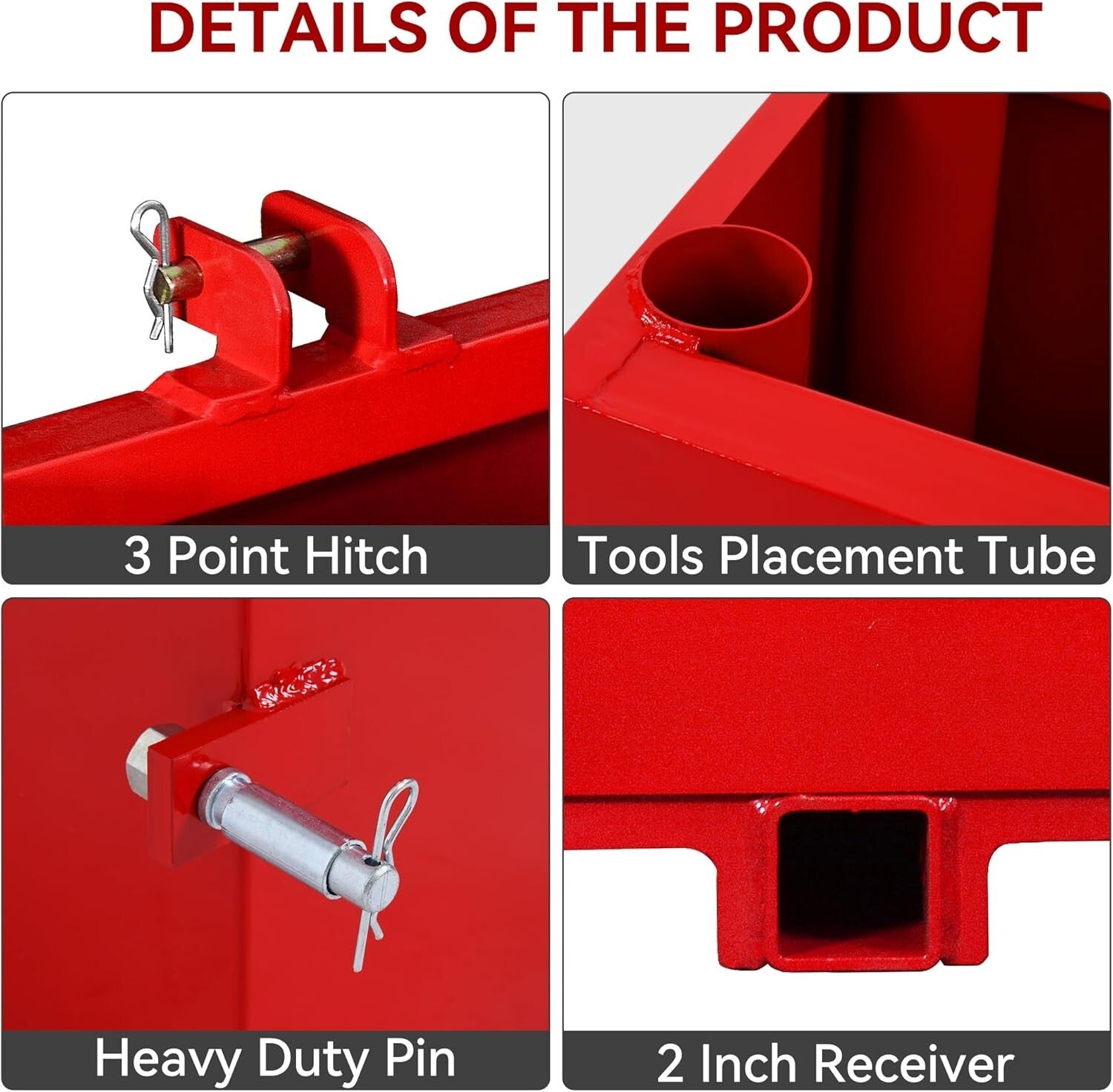 800 lbs Heavy Duty Tractor Ballast Box with Quick Hitch for Category 1 Tractors
