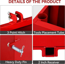 Load image into Gallery viewer, 800 lbs Heavy Duty Tractor Ballast Box with Quick Hitch for Category 1 Tractors