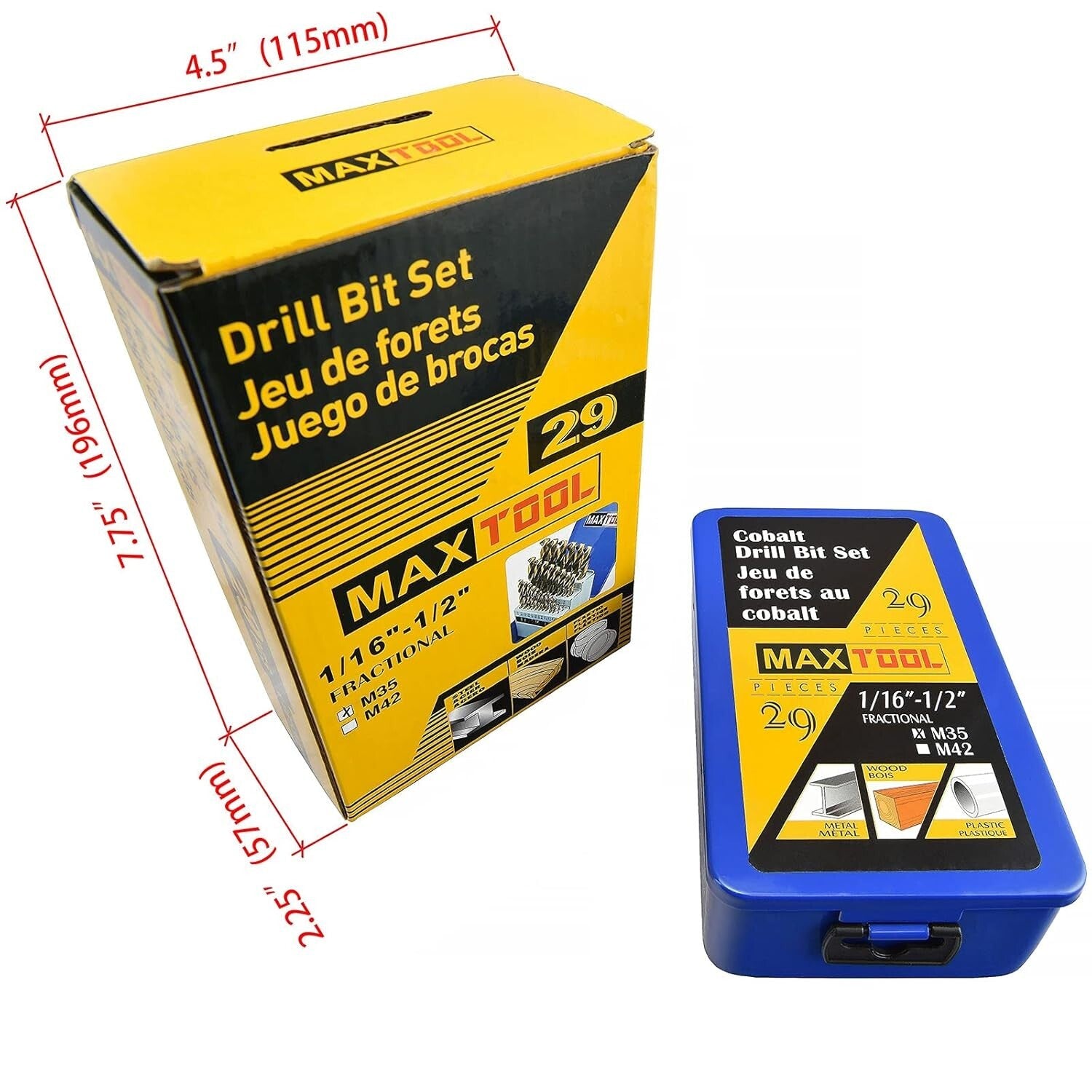 29-Piece Cobalt HSS M35 Drill Bit Set - Precision Gold Finish for Professionals