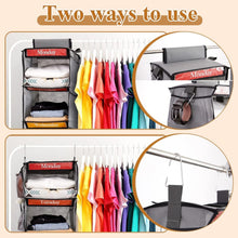 Load image into Gallery viewer, Durable Weekly Clothes Organizer - 2 Pack Hanging Design for Kid's Closet