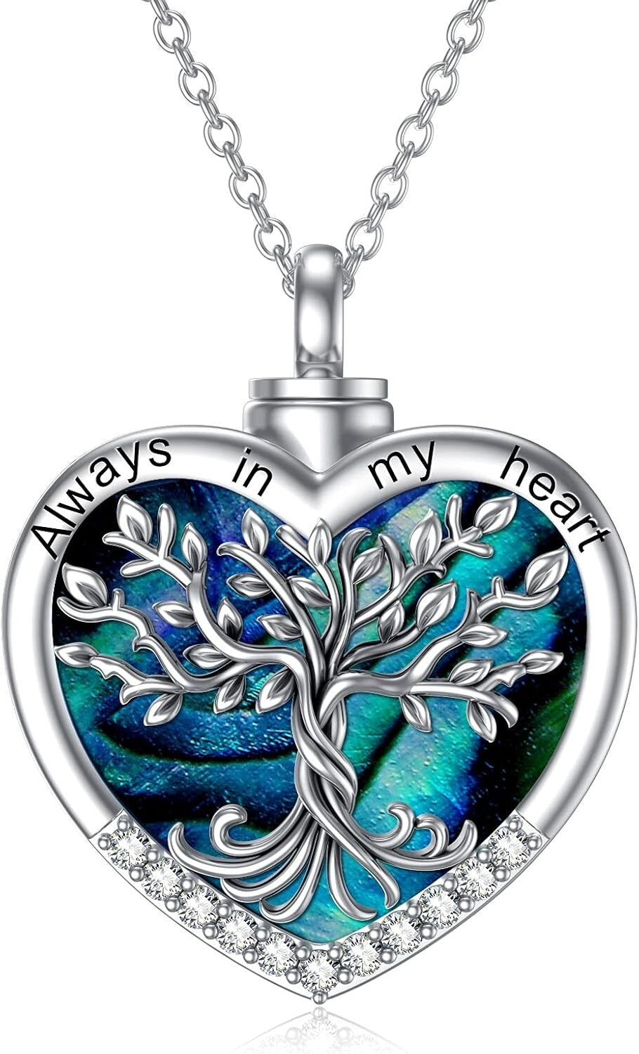 925 Sterling Silver Tree of Life Urn Necklace - Heart Keepsake Jewelry for Ashes