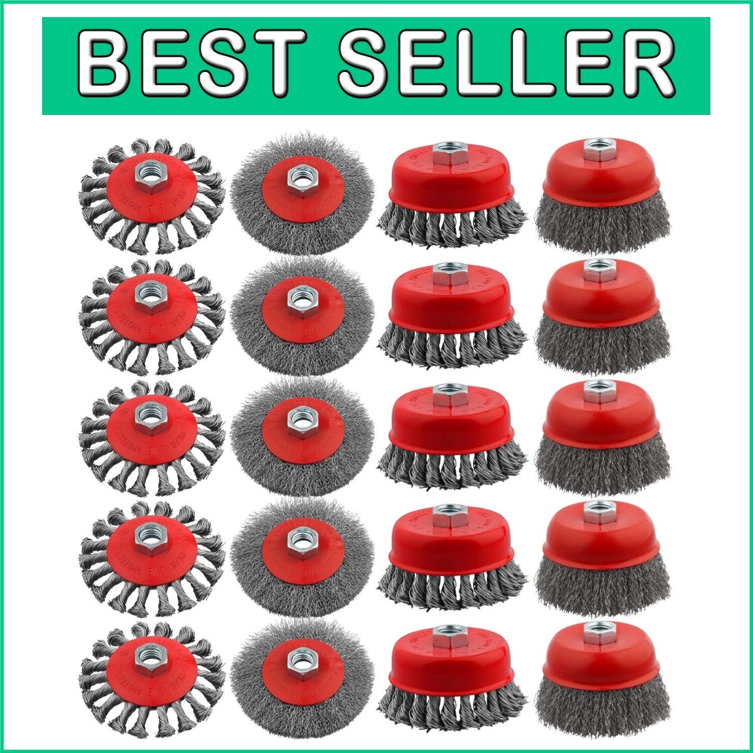 Efficient 4 Inch Knotted Wire Wheel Brush Set - 20 Pack for Surface Cleaning