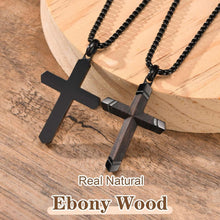 Load image into Gallery viewer, Elegant Wooden Cross Pendant by Koa with Stainless Steel - Perfect Gift for Men