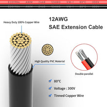Load image into Gallery viewer, Heavy-Duty SAE Extension Cable - 35FT with Waterproof Cap &amp; Polarity Adapter