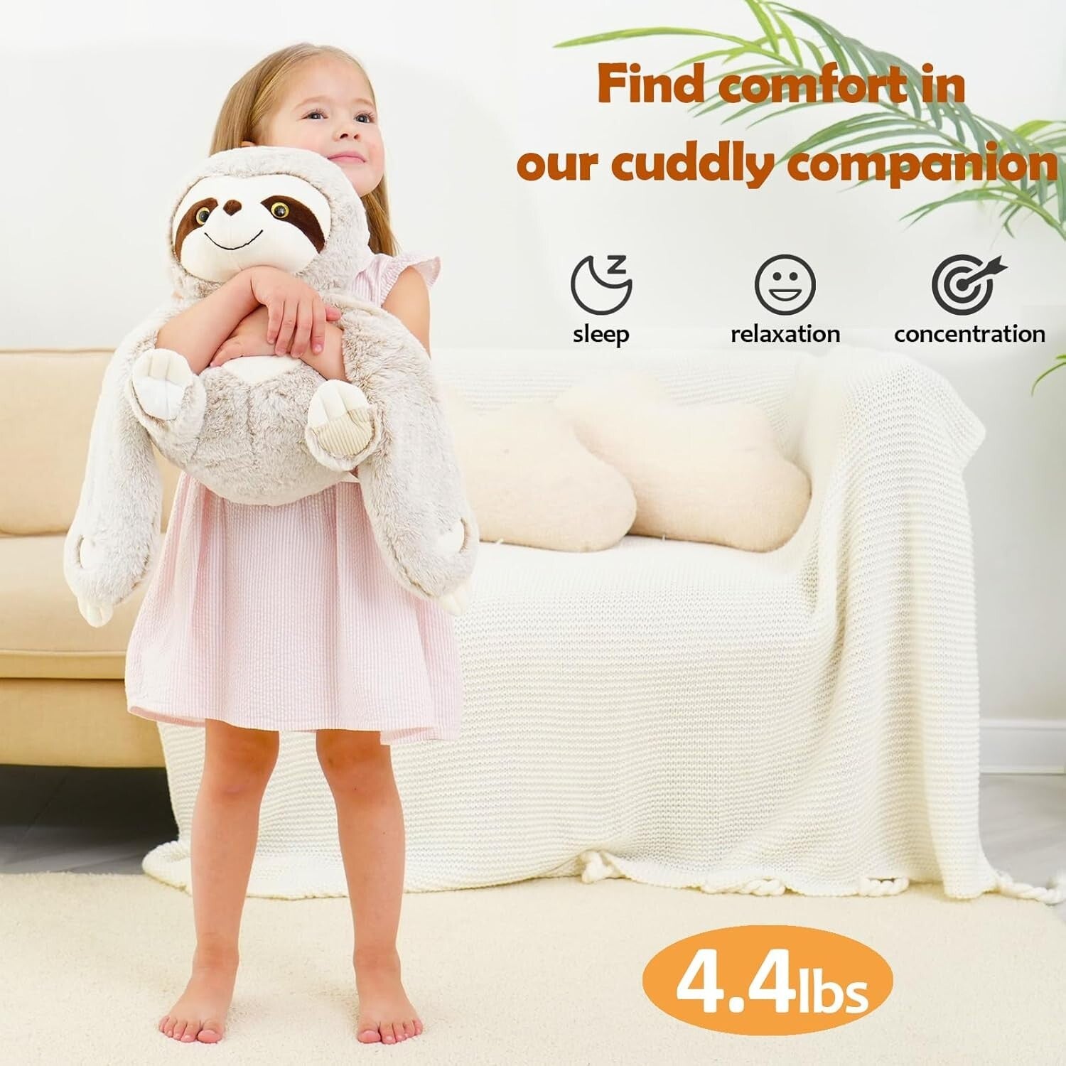Cozy 4.5 lbs Sloth Plush Toy for Sensory Needs | Comfort for Kids & Adults