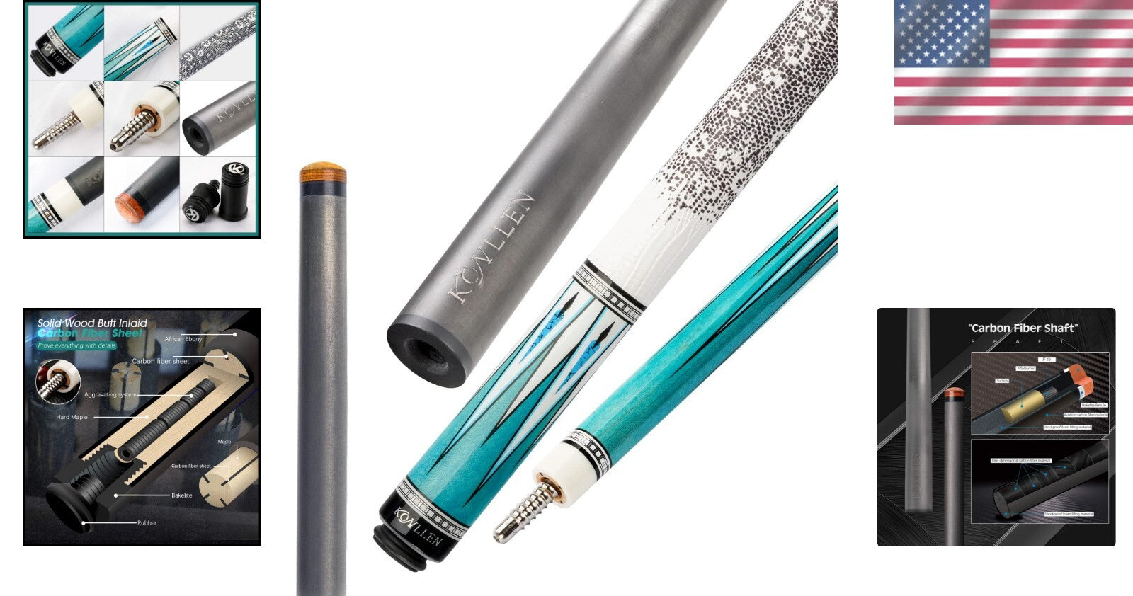 Customizable 58-Inch Carbon Fiber Pool Cue with Leather Grip - Ultra-Smooth Play