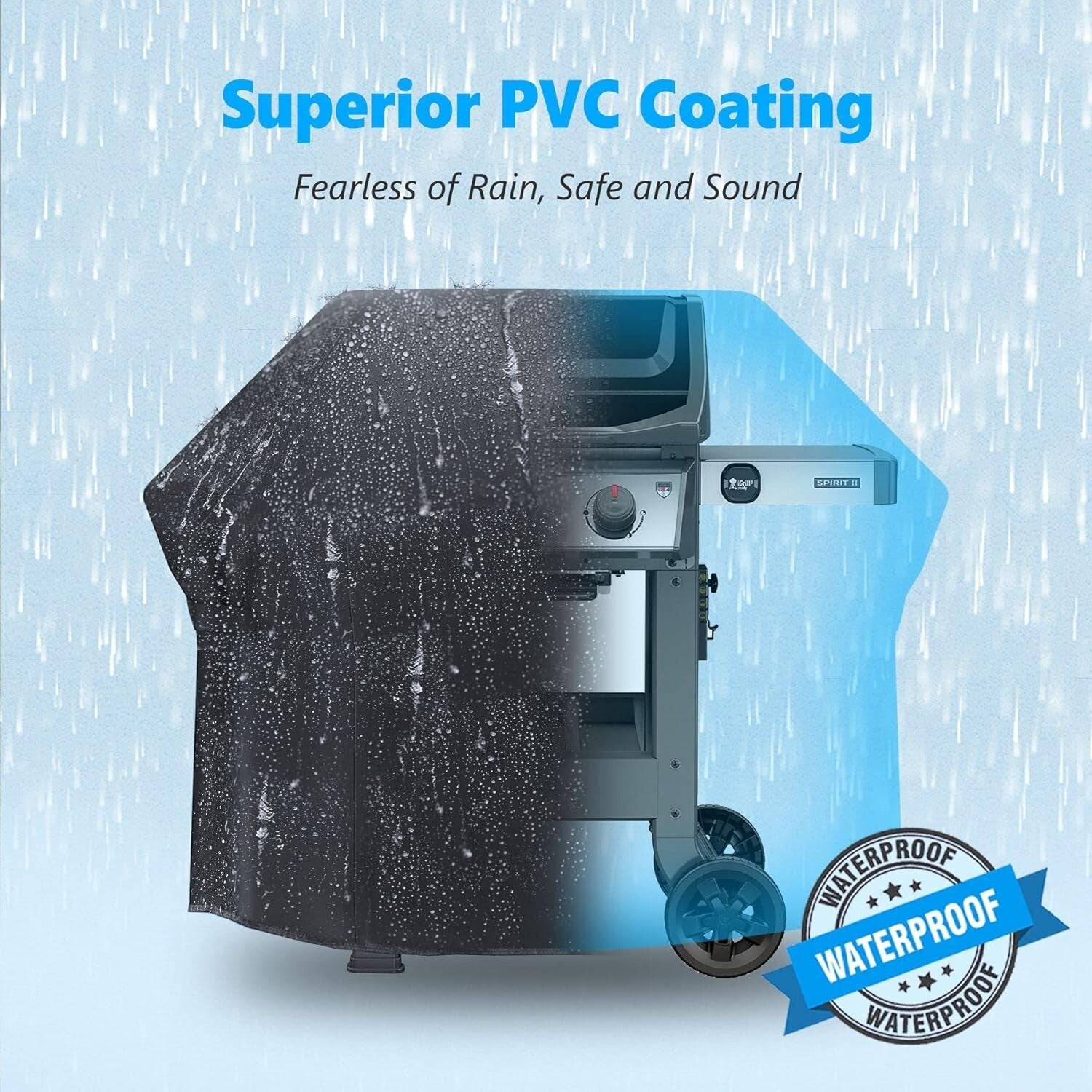 600D Waterproof Grill Cover with Portable Storage Bag - Secure & Easy to Clean