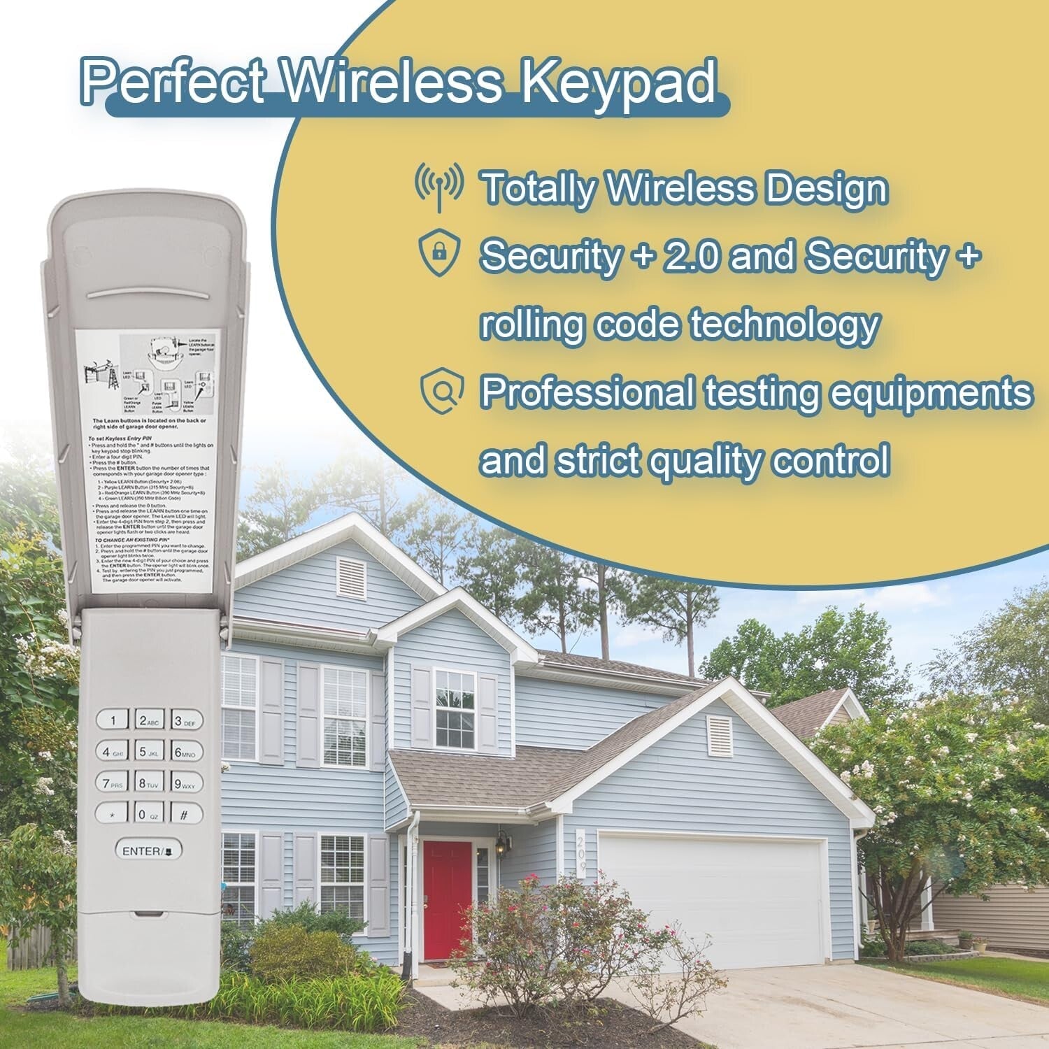 Wireless G940EV-P2 Garage Door Keypad with 2 x 893MAX Remotes for Added Safety