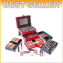 Load image into Gallery viewer, Beginner's All-in-One Makeup Case - 45 Eyeshadows, Lip Gloss &amp; Brushes Included
