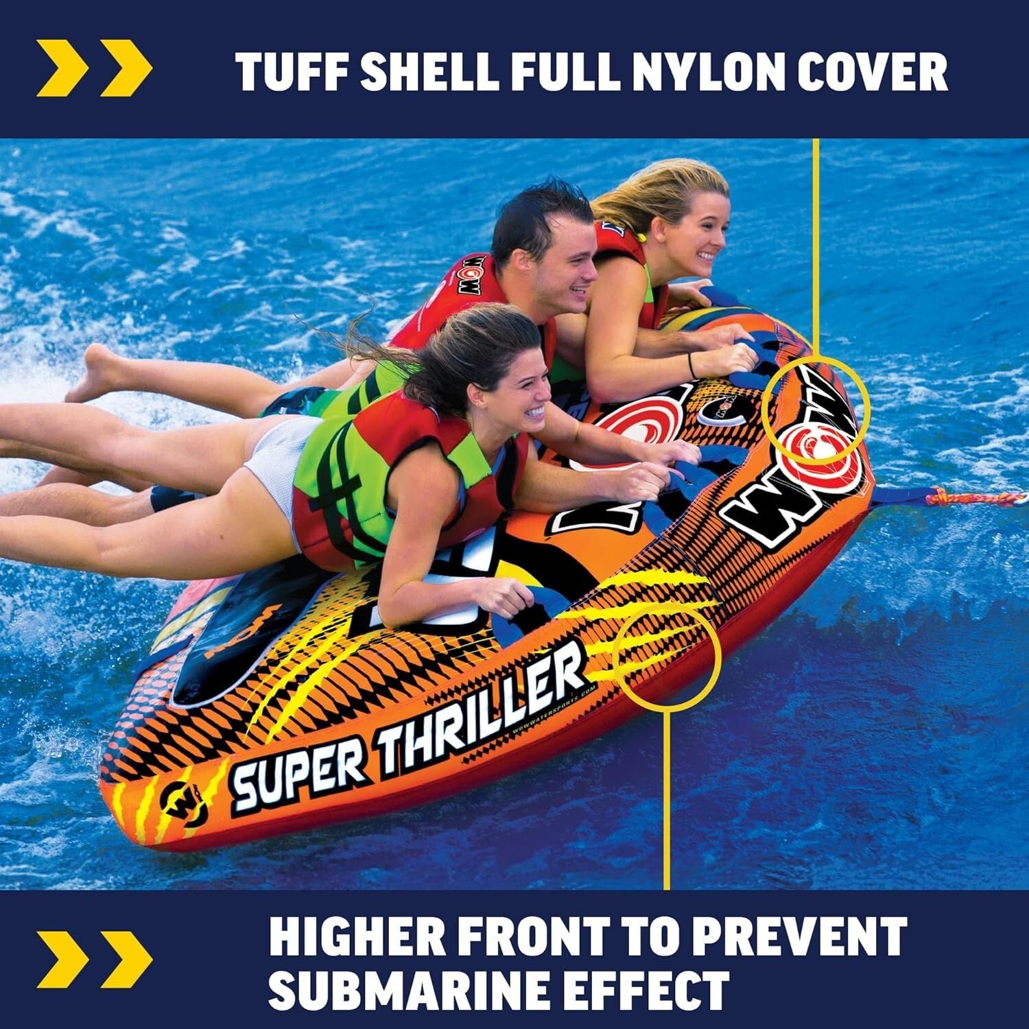 Durable Inflatable Thrill Tube for Boats - Quick Connect 3-Person Capacity