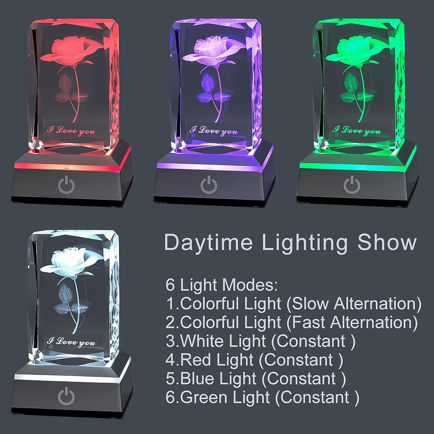 Elegant 3D Laser Engraved Crystal Nightlight - Touch Control, Portable Design