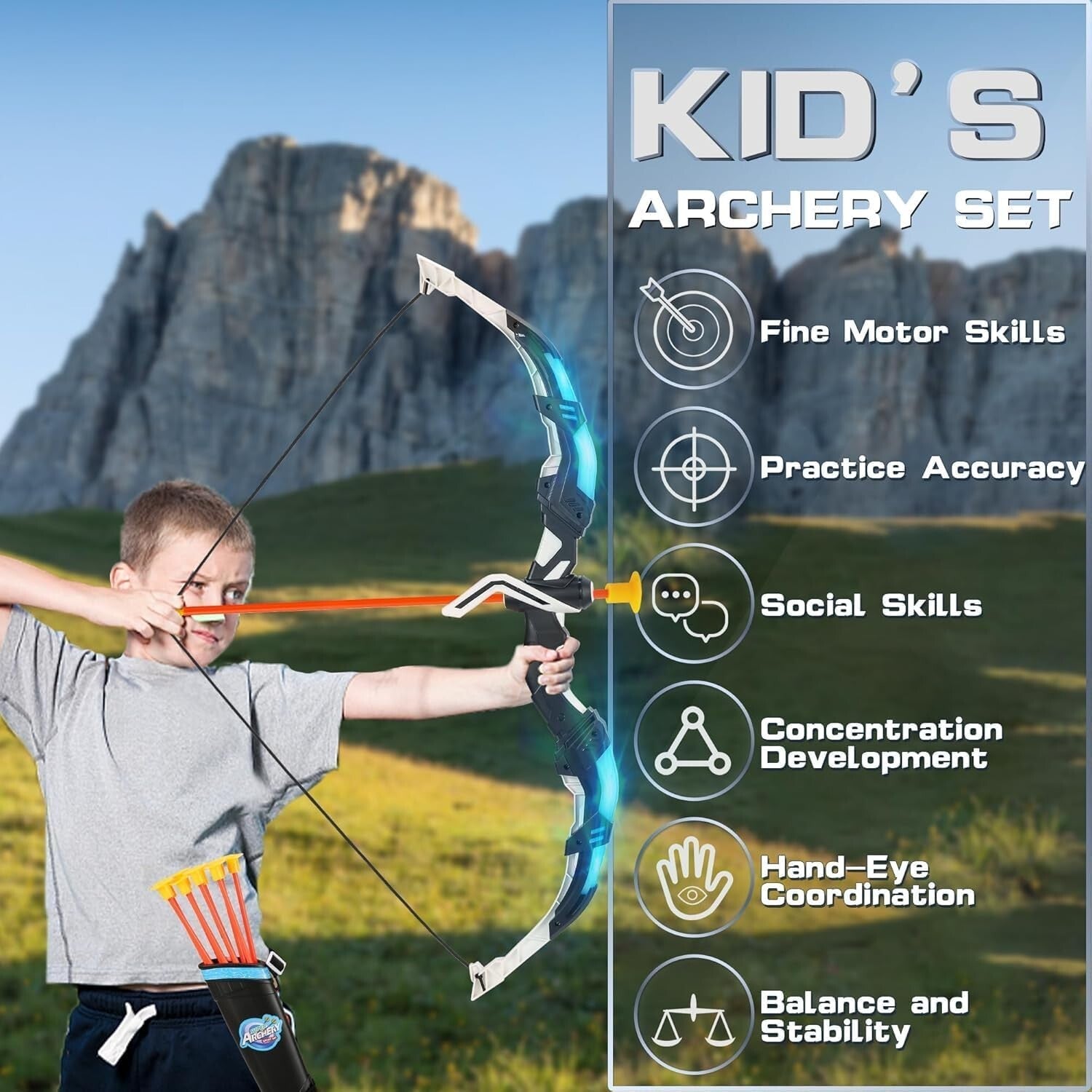 Durable Portable Bow and Arrow Set for Kids – Ideal for Indoor & Outdoor Play