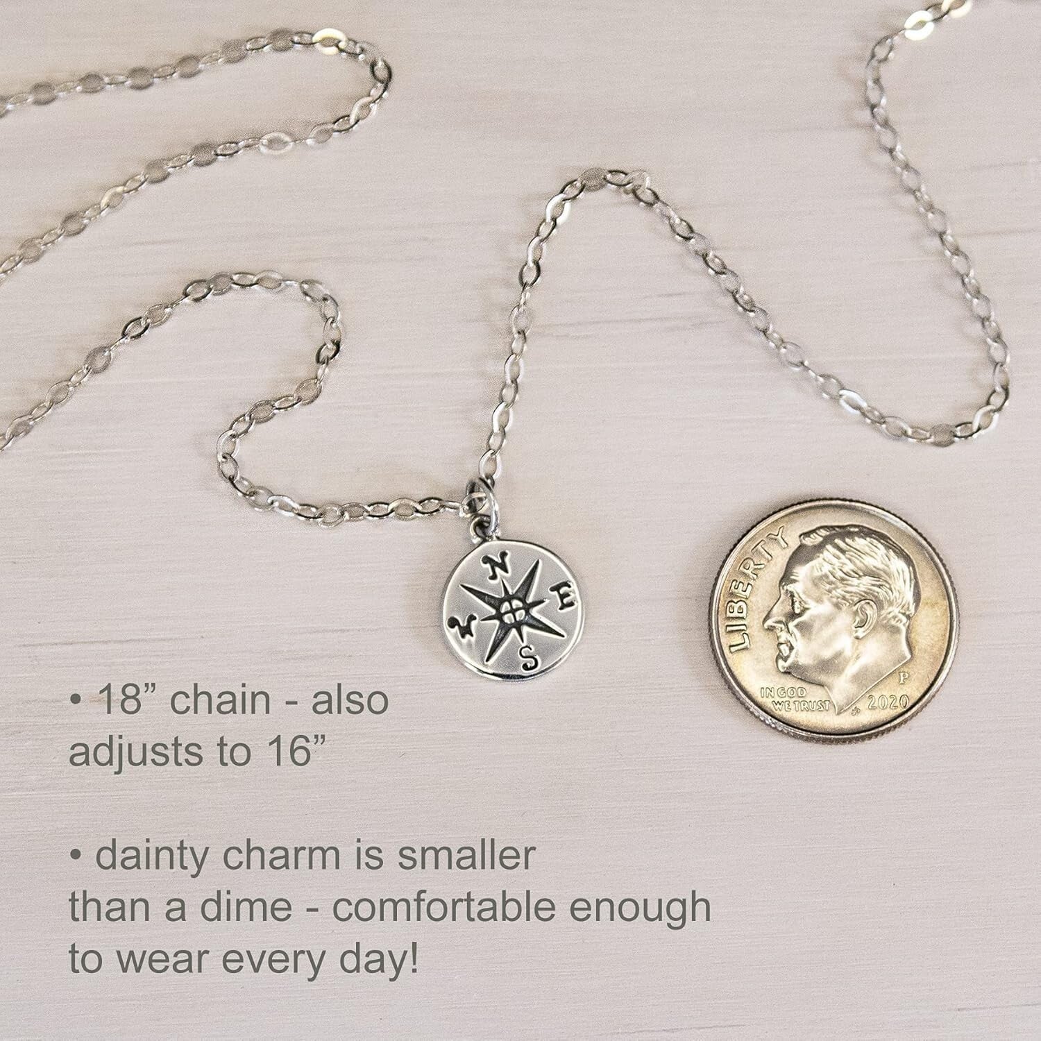 Elegant Compass Necklace for Graduation - 925 Sterling Silver or Gold Plated