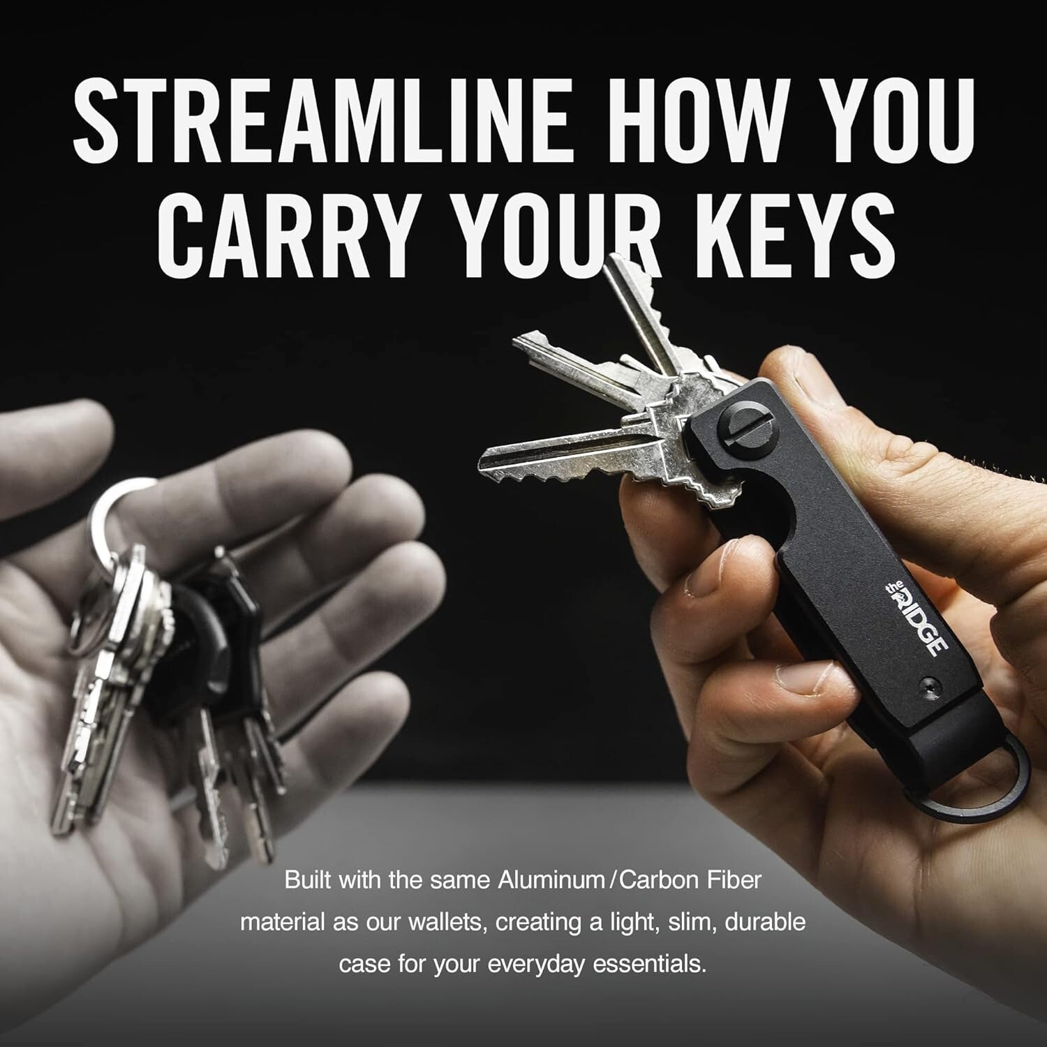 Sleek Aluminum Key Organizer - Lightweight Design for 2-6 Keys with Pocket Clip