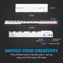 Load image into Gallery viewer, Lightweight Black Folding Piano - 88 Keys, MIDI Connectivity, Perfect for Travel