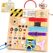 Load image into Gallery viewer, Travel-Friendly Montessori Busy Board with 15 Switches &amp; 26 LED Lights for Kids