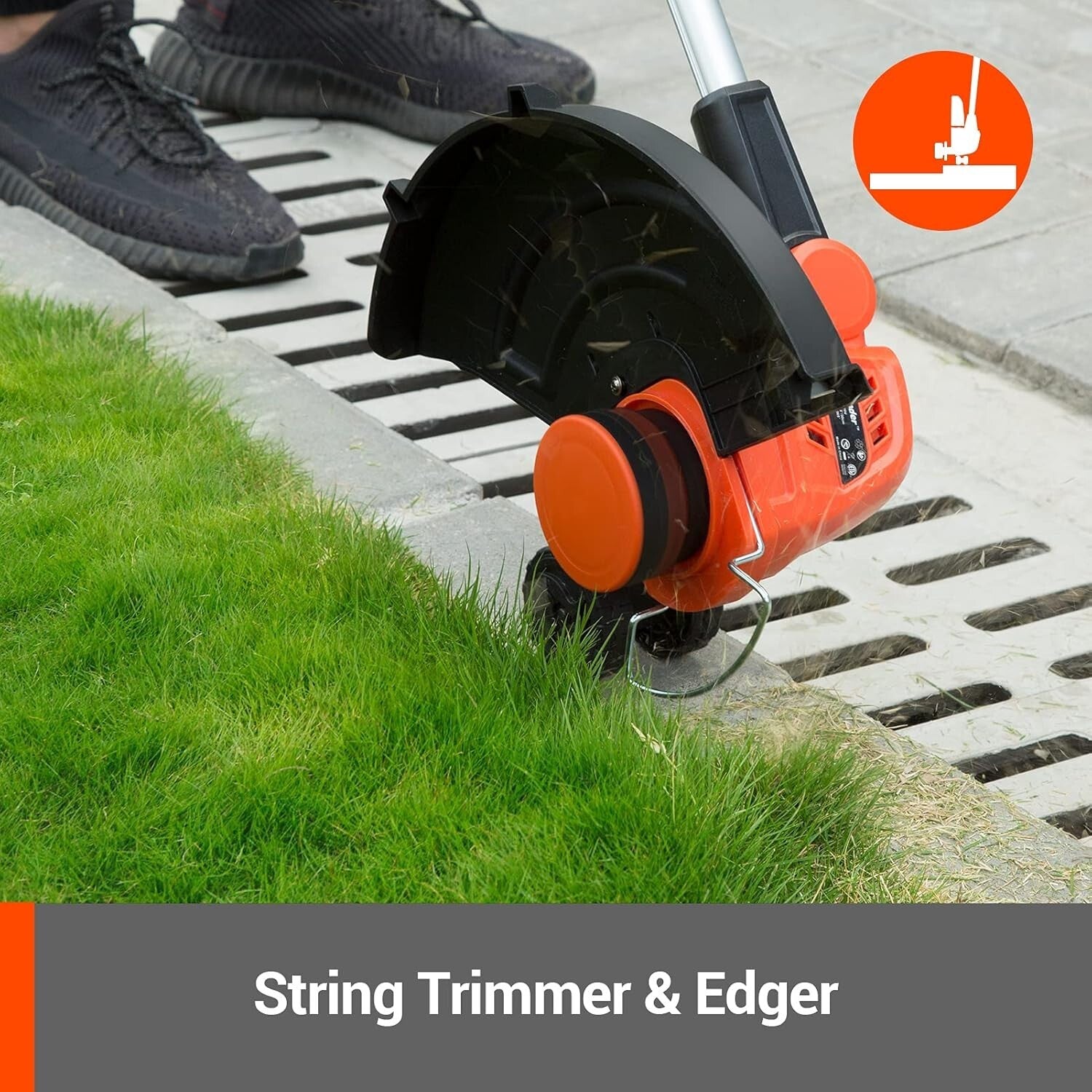 2-in-1 12'' Cordless String Trimmer & Edger with Long-Lasting Battery - Orange