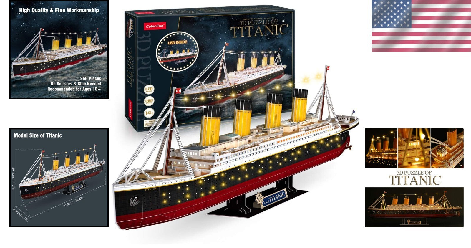 Titanic 3D Puzzle with LEDs - Experience a 35-Inch Masterpiece for Home Decor