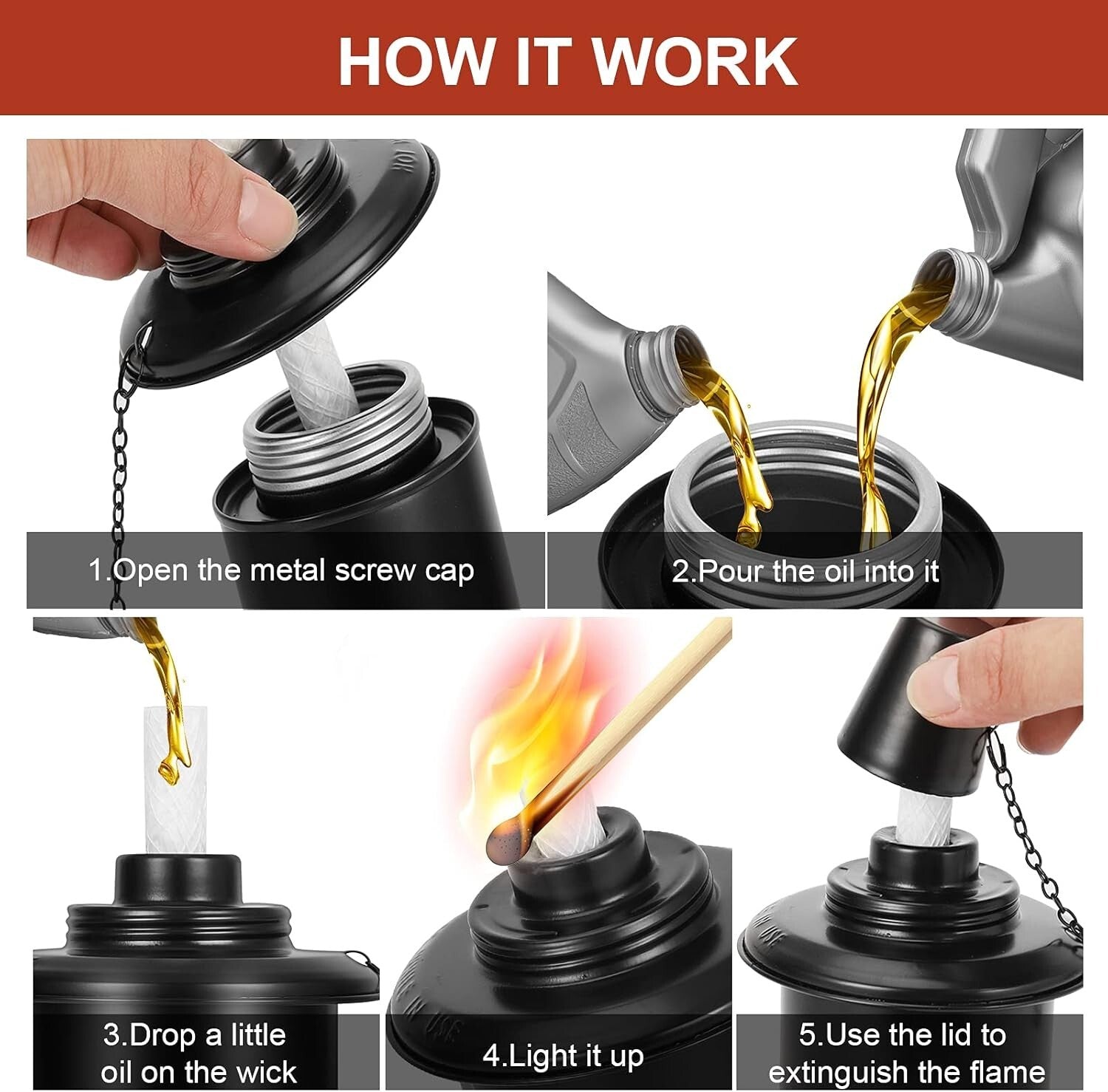 16 oz Outdoor Torch Canisters with Wicks - Ideal for Lawn and Patio Ambiance