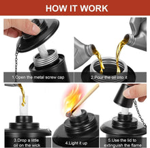 Load image into Gallery viewer, 16 oz Outdoor Torch Canisters with Wicks - Ideal for Lawn and Patio Ambiance