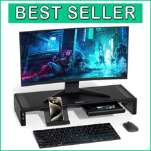 Load image into Gallery viewer, Sturdy 3-Width Adjustable Monitor Stand Riser with USB Ports &amp; Ergonomic Design