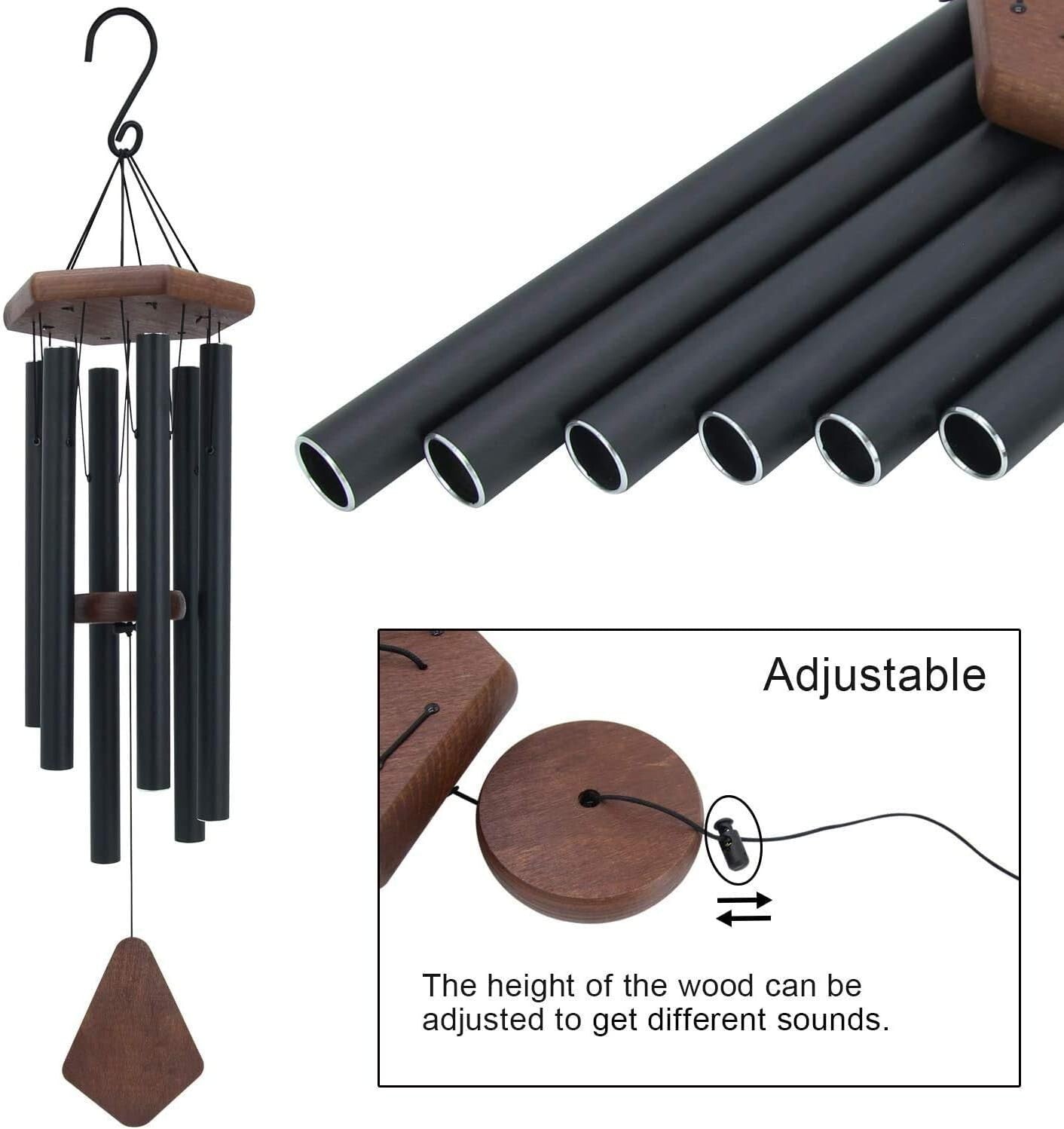 Elegant 30" Indoor/Outdoor Wind Chimes - Musical Home Decoration with Beech Wood