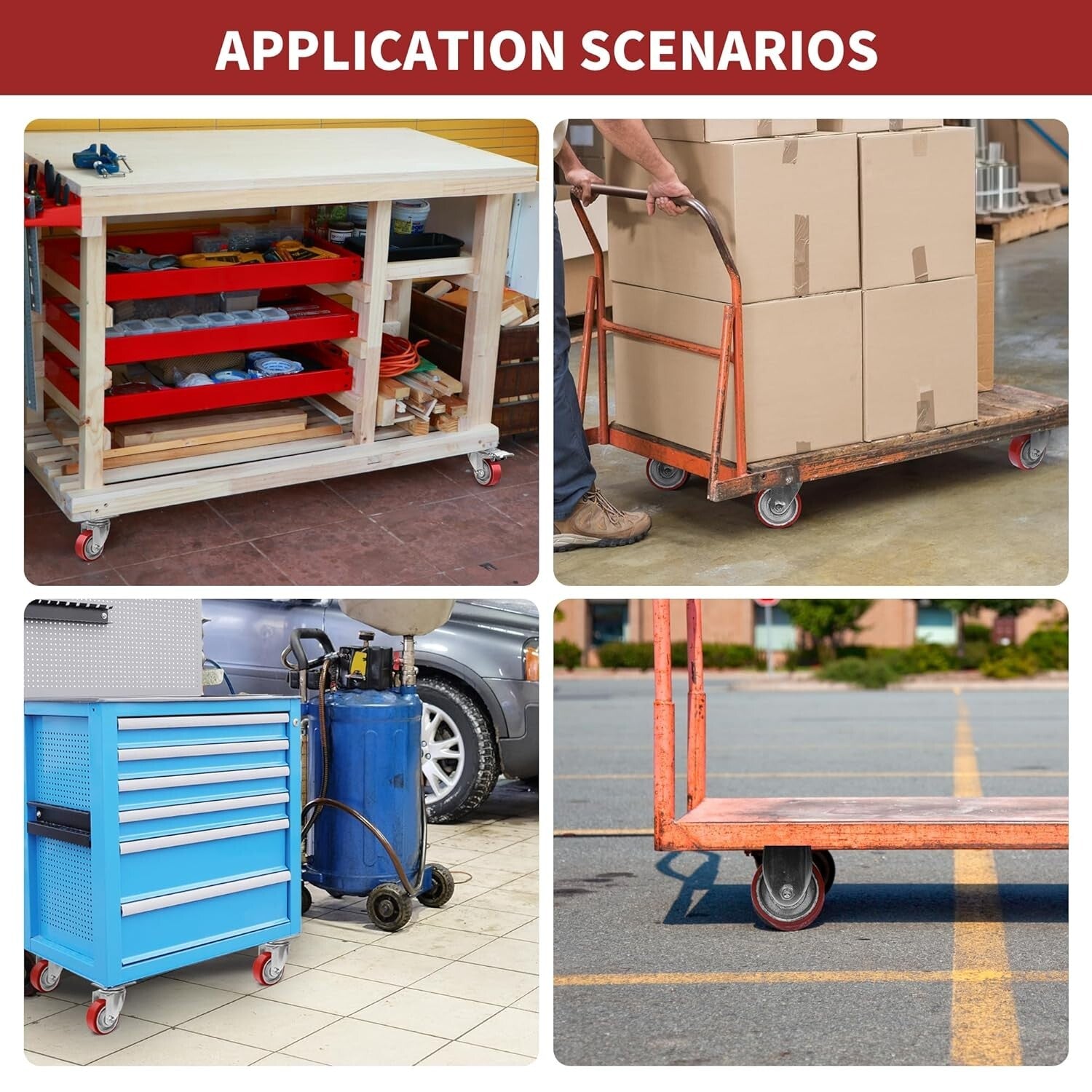 Durable 3 Inch Swivel Casters with Locking Brakes for Furniture & Workbench