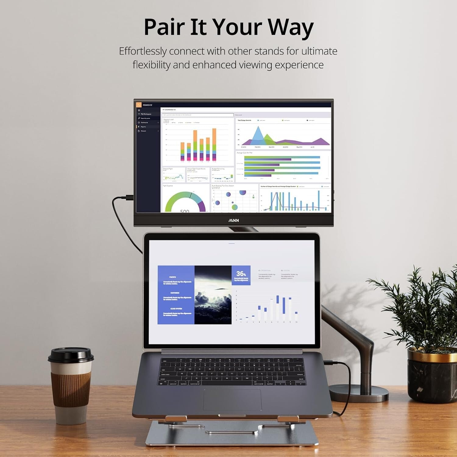 Ultra-Slim 15.6'' 1080P Portable Monitor - Eye-Care with Smart Cover & Speakers