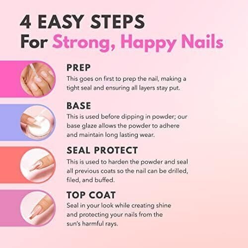 Long-Lasting Dip Manicure Nail Liquid Essentials Kit - 4 Steps for Perfect Nails