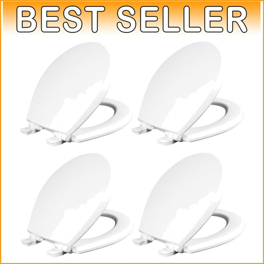 4-Pack Premium Wood Round Toilet Seats with Slow Close & Easy Clean Features