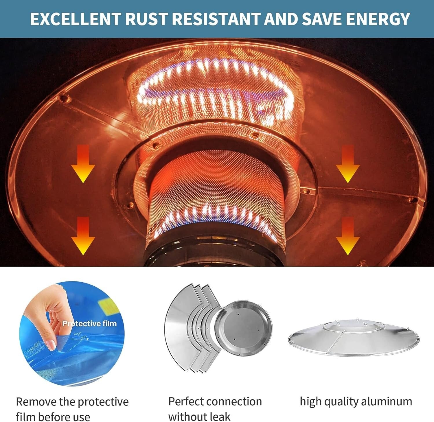 Universal Fit Aluminum Patio Heater Reflector Shield - Easy Installation, 33"