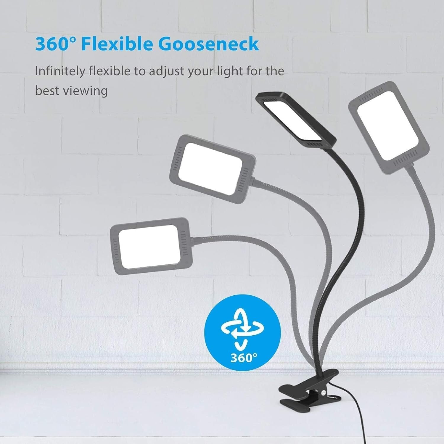 Flexible LED Desk Lamp with Strong Clamp - 3-Level Dimming for Home & Office Use