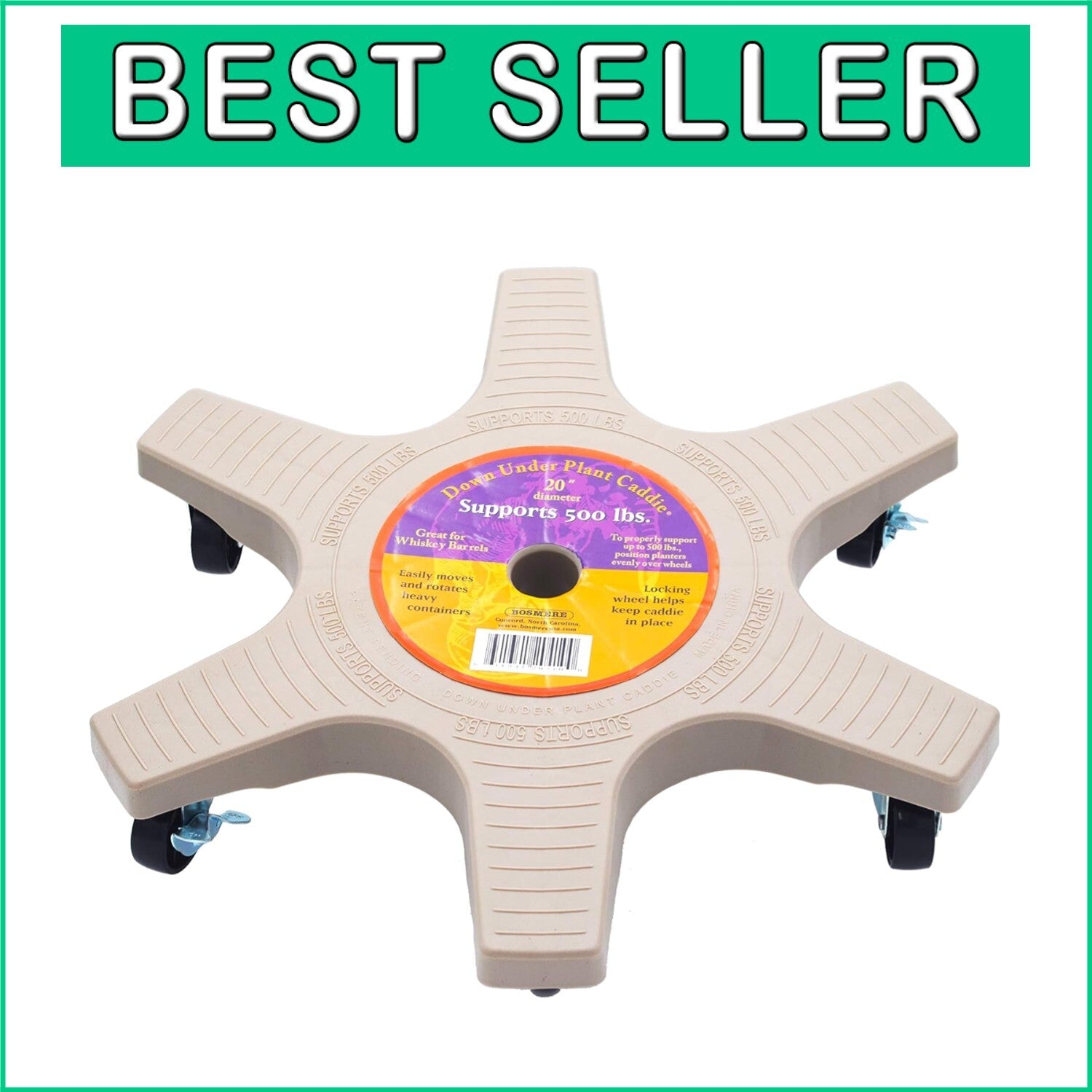 20" Lightweight Plant Caddie with Locking Casters for Stability & Ease