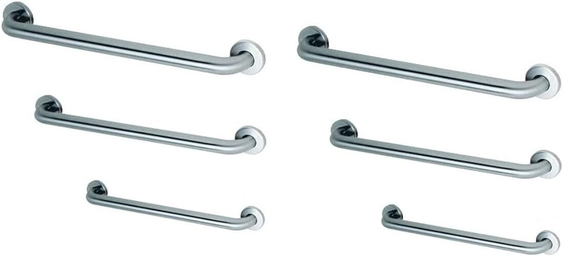 Easy to Install ADA Grab Bar Bundle - Stainless Steel & 1.5" Diameter, 6 Pack