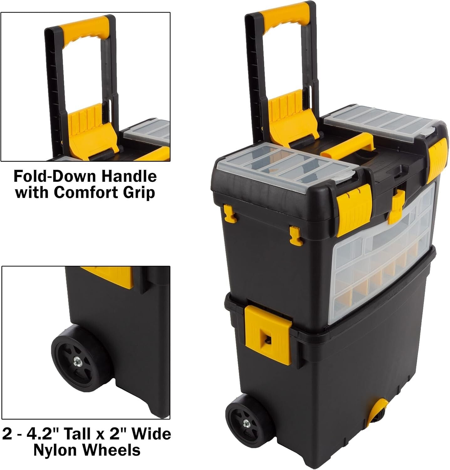 Heavy-Duty Portable Tool Chest with Wheels and Removable Top for Easy Access