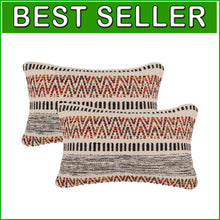 Load image into Gallery viewer, Elegant Bohemian Farmhouse Throw Pillows - 12"x20" Cotton Covers, Set of 2