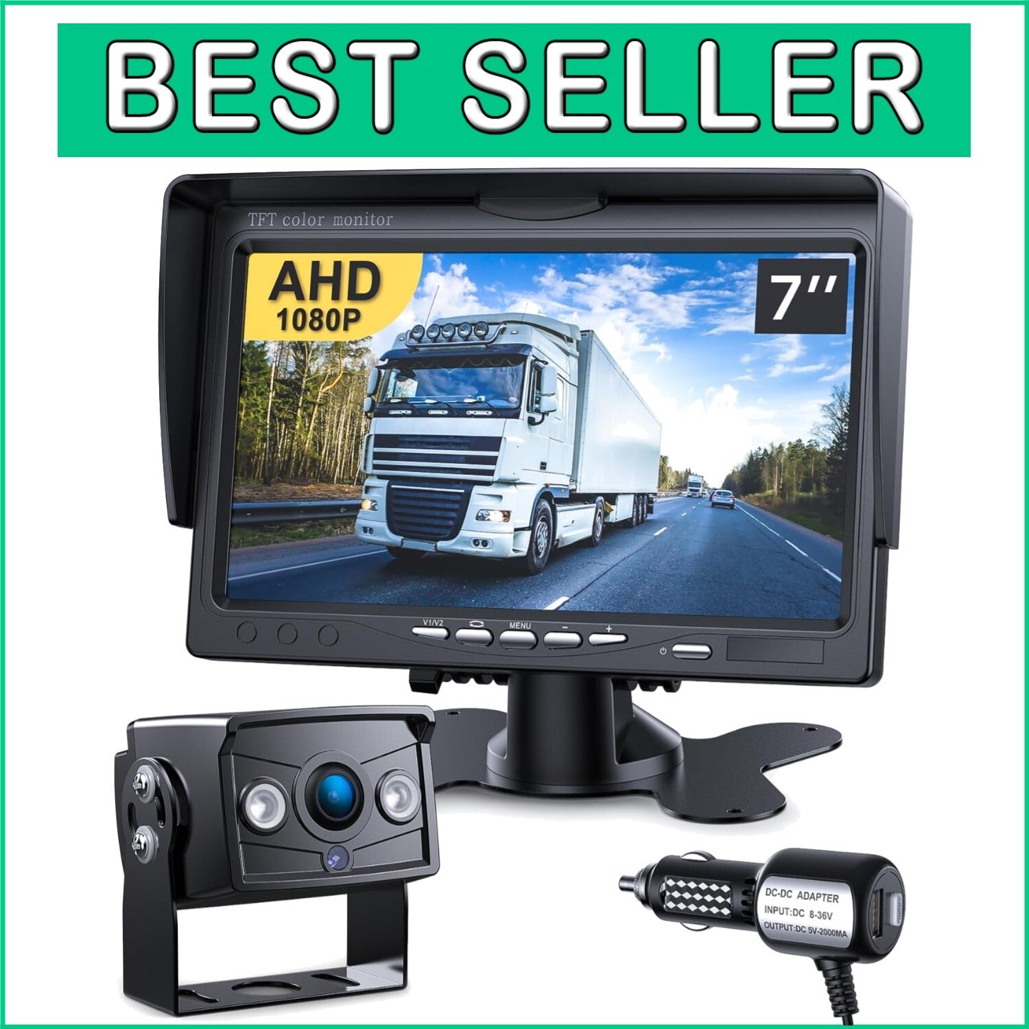 Advanced 1080P Rearview Monitor Kit - Dual Camera Support, DIY Installation