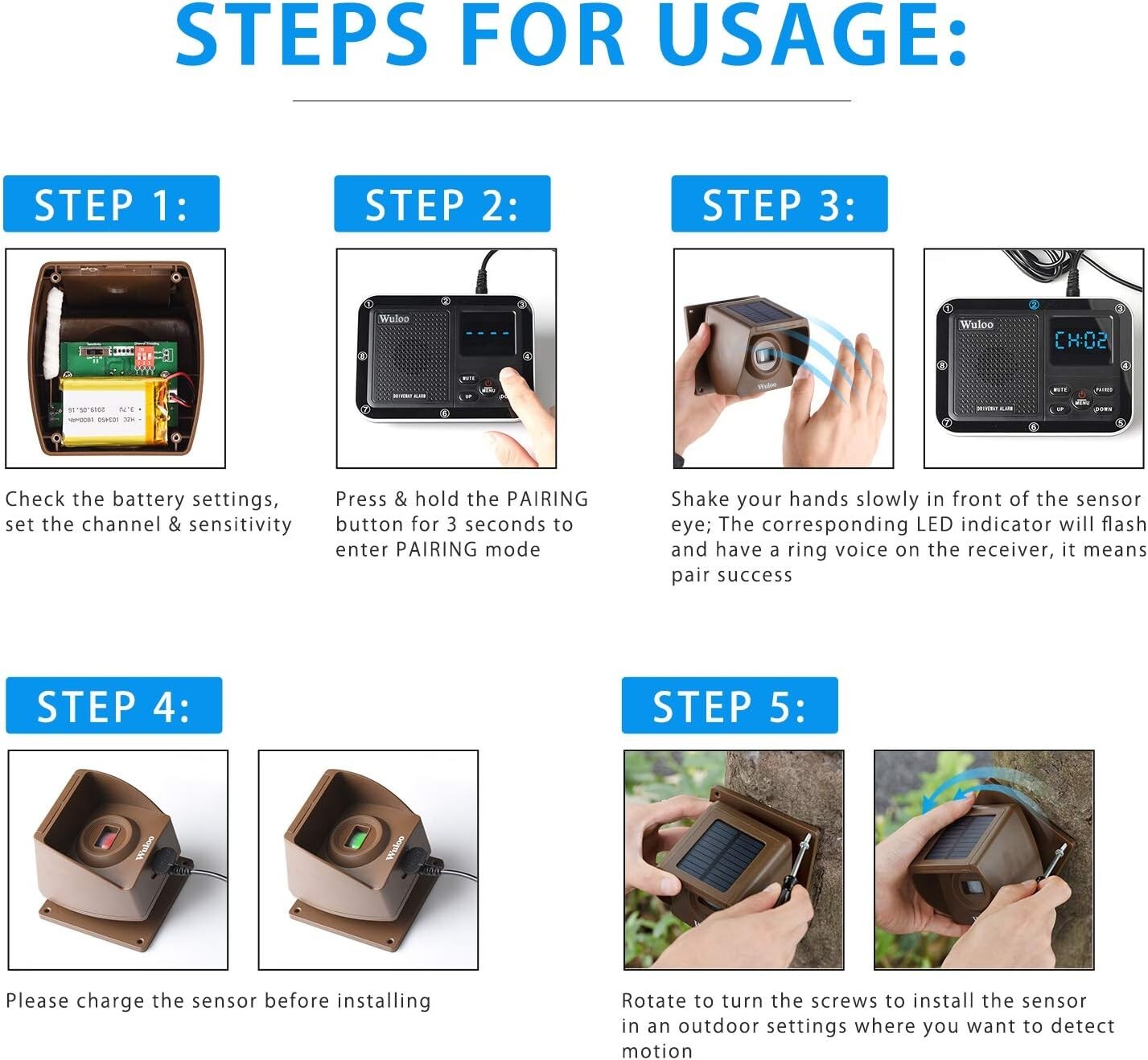 Rechargeable Solar Driveway Alert System with Expandable Sensor & 30ft Detection