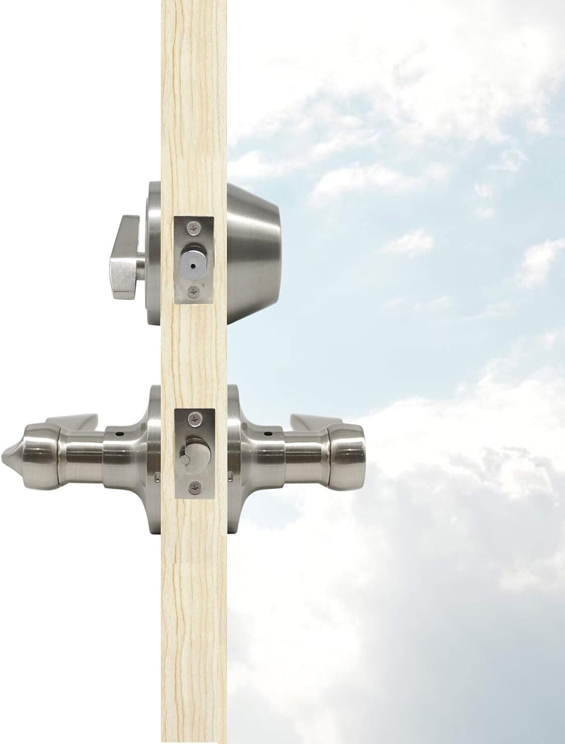 Premium Satin Nickel Lever & Deadbolt Combination lockset - 2 Pack Keyed Alike