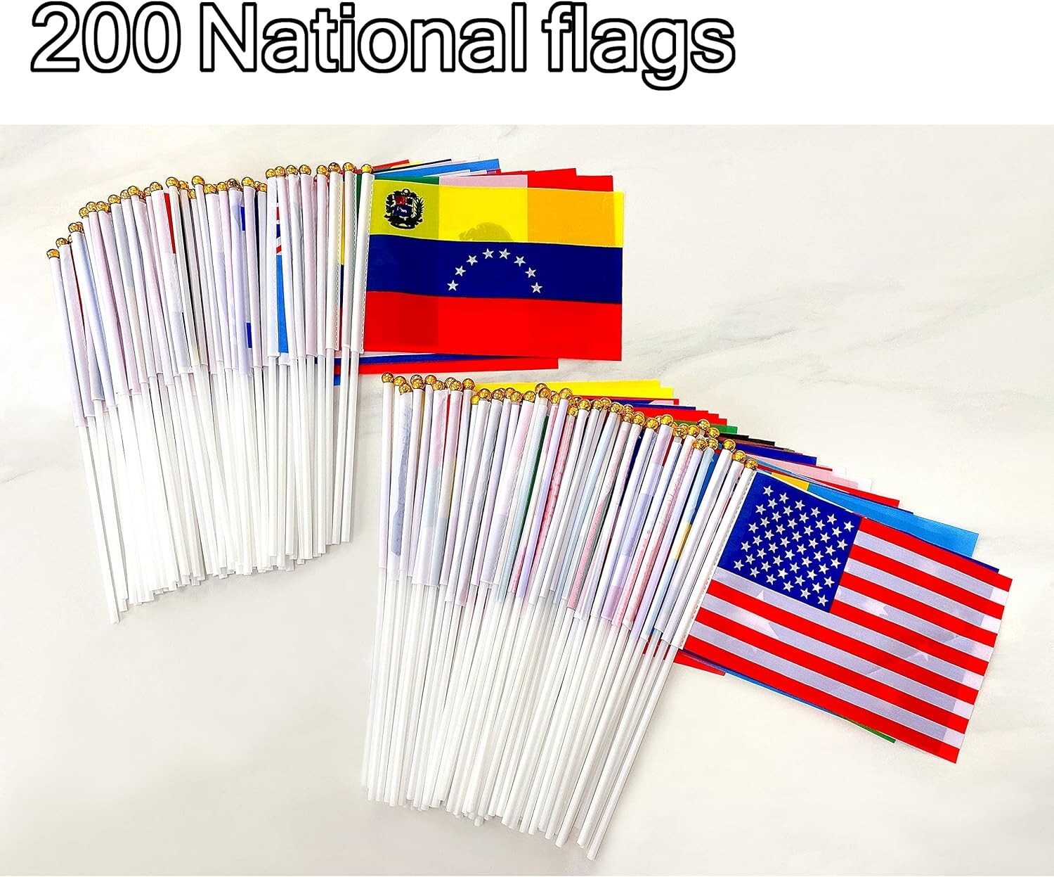 Durable Weather-Resistant 200 Country Flags on Sticks - Perfect for Celebrations