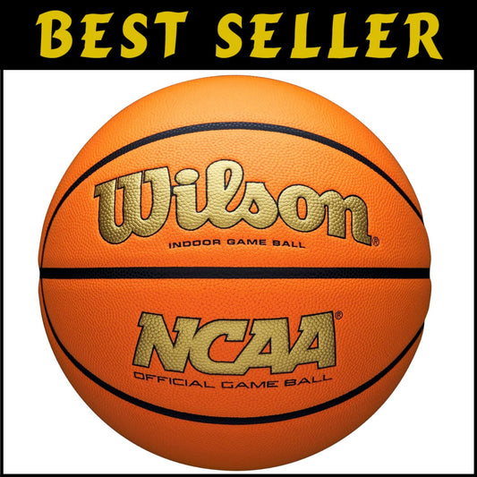 Elite NCAA Indoor Game Basketball - Size 7, Moisture-Managed Grip, Gold/Orange