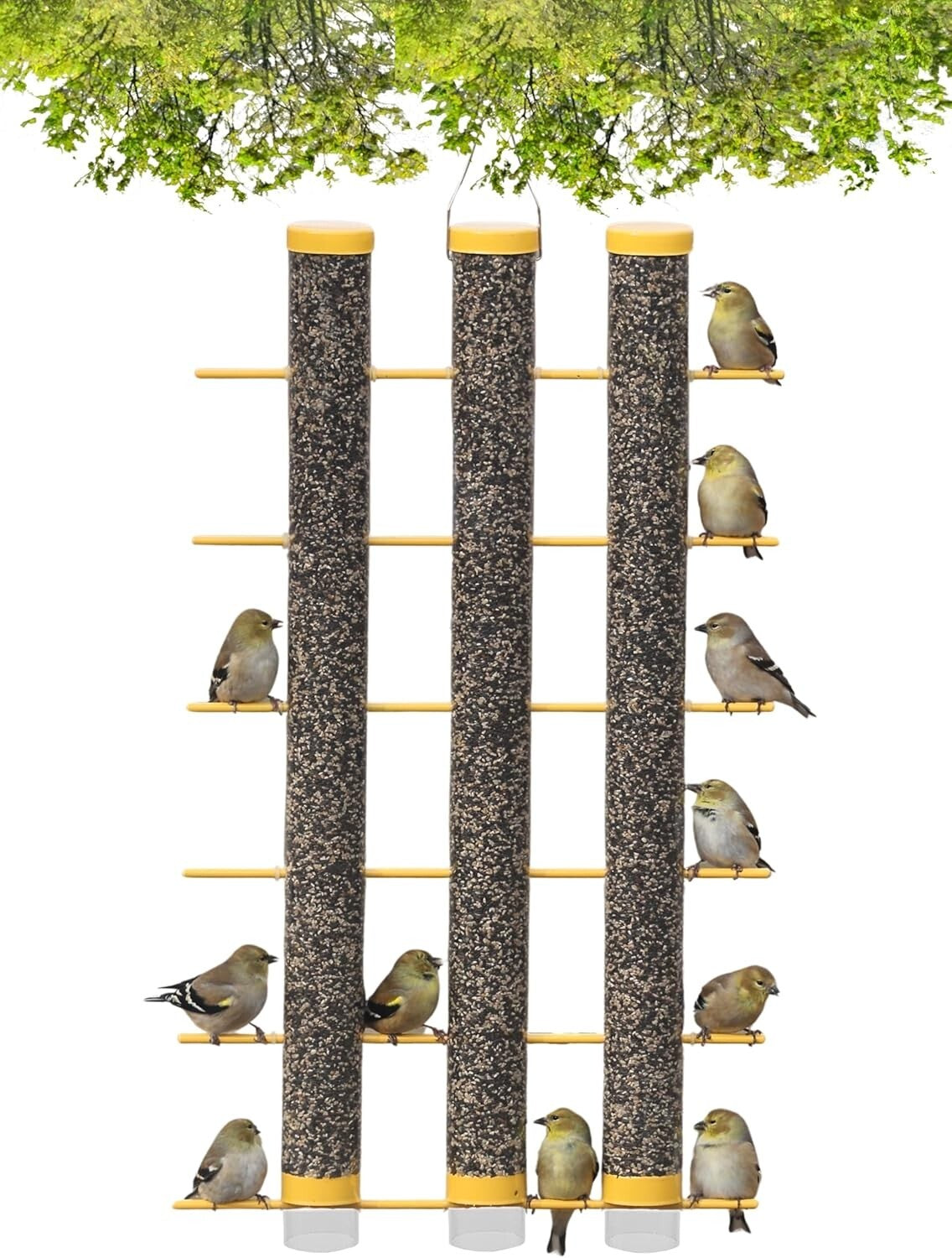 Heavy-Duty 3 Tube Finch Feeder with 24 Feeding Perches - Durable and Easy Clean