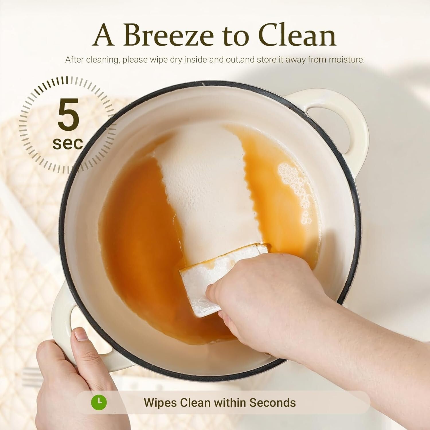 Exceptional Heat Retention 5.5QT Cast Iron Pot with Lid & Potholders Included