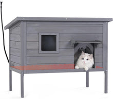 Load image into Gallery viewer, Heated Cat House - Cozy Shelter for Indoor &amp; Outdoor Cats in Grey, Large